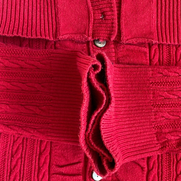 Eddie Bauer Womens Red Cable Knit Button Up Crew Neck Sweater. Sz-M - Picture 9 of 16